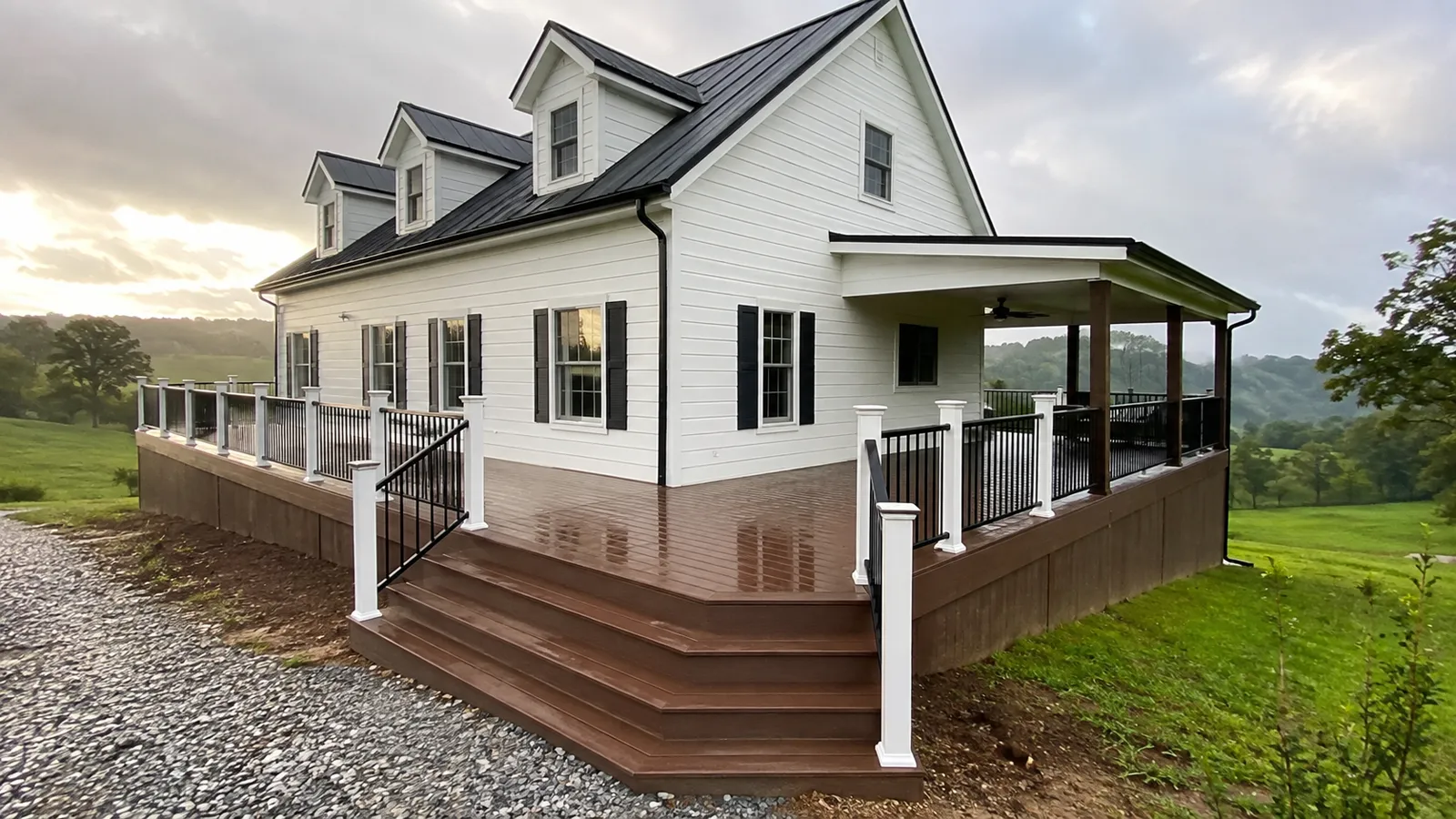 Composite deck with black aluminum railing in Laurel County, KY
