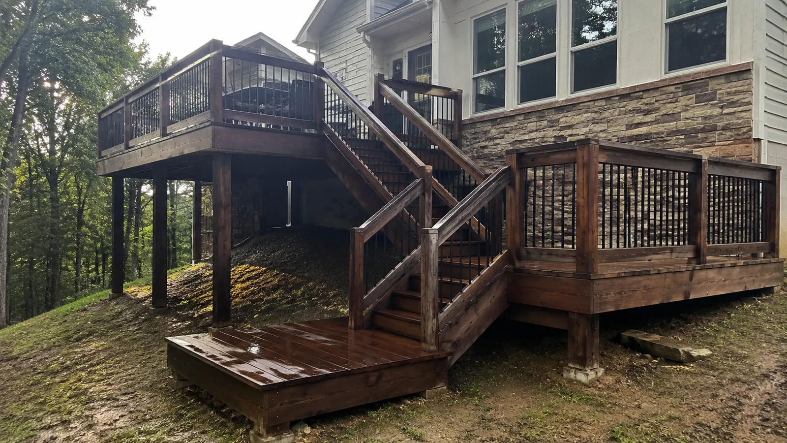 Multi-level wood deck build in London, KY