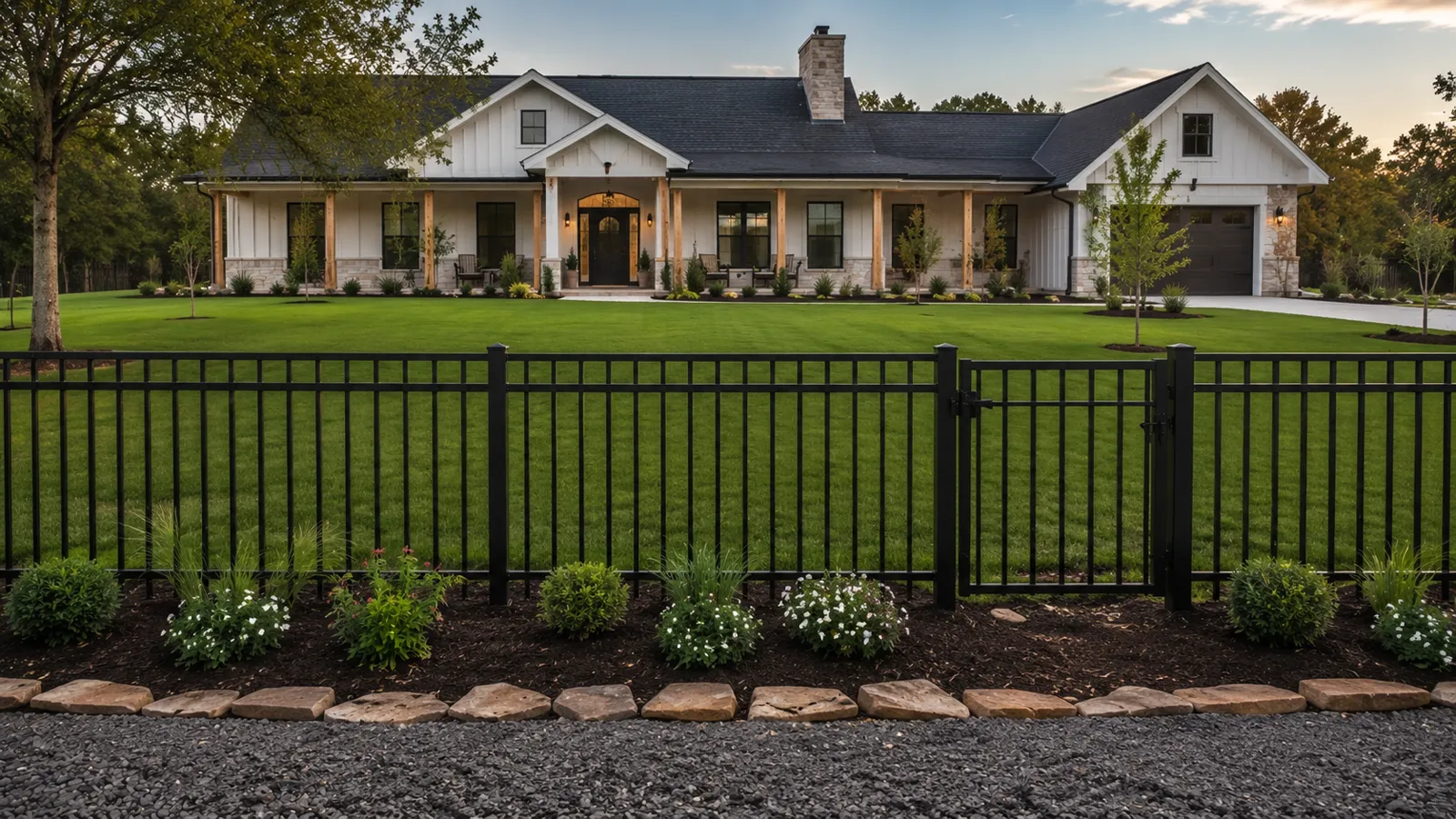 Black aluminum fencing along a front yard in London, KY